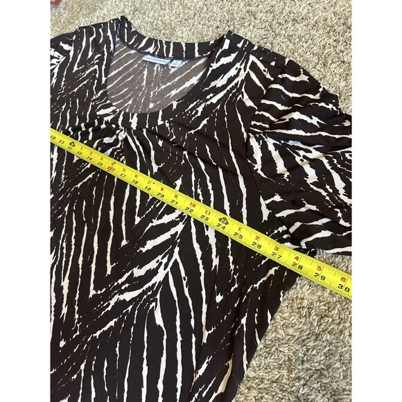 Susan Graver Printed Liquid Knit Top Size 3X Animal Print Brown Stretch - Picture 5 of 9